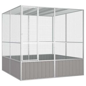 vidaXL Klietka pre vt&aacute;ky siv&aacute; 213,5x217,5x211,5 cm pozinkovan&aacute; oceľ
