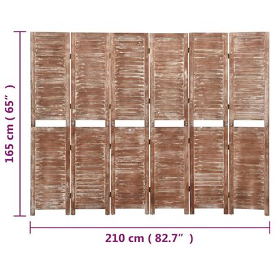 vidaXL 6-panelový paraván hnedý 210x165 cm masívne drevo paulounie