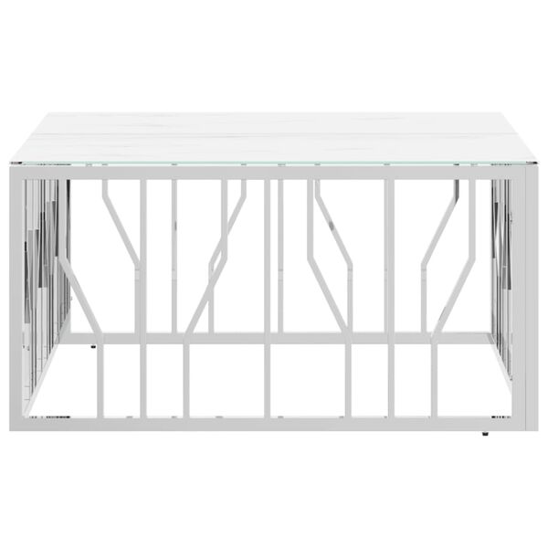 vidaXL Konferenčný stolík strieborný 80x80x40 cm nerezová oceľ a sklo