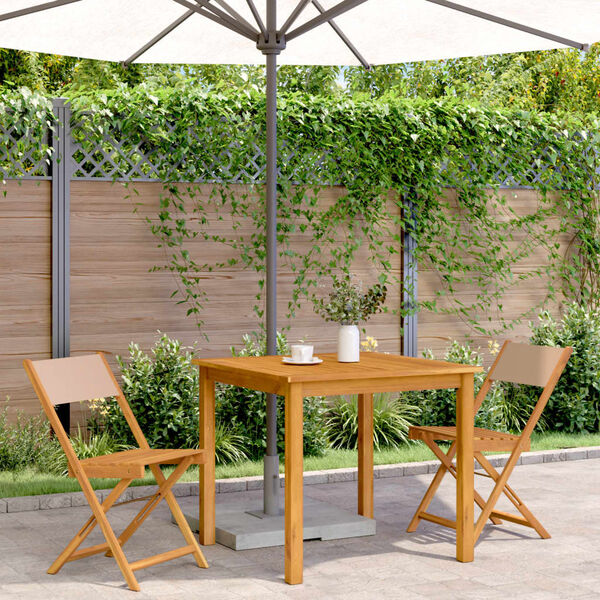 vidaXL Bistro stoličky 2 ks sivohnedé masívne akáciové drevo a látka