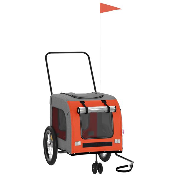 vidaXL Cyklovozík pre zvieratá, oranžovo sivý, oxfordská látka, železo