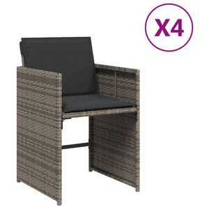 vidaXL Z&aacute;hradn&eacute; stoličky s vank&uacute;&scaron;mi 4 ks siv&eacute; polyratanov&eacute;