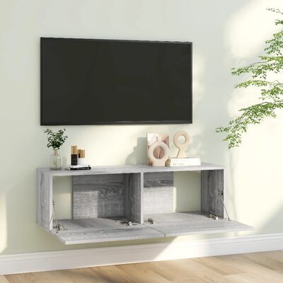 vidaXL Nástenná TV skrinka sivá sonoma 100x30x30 cm spracované drevo