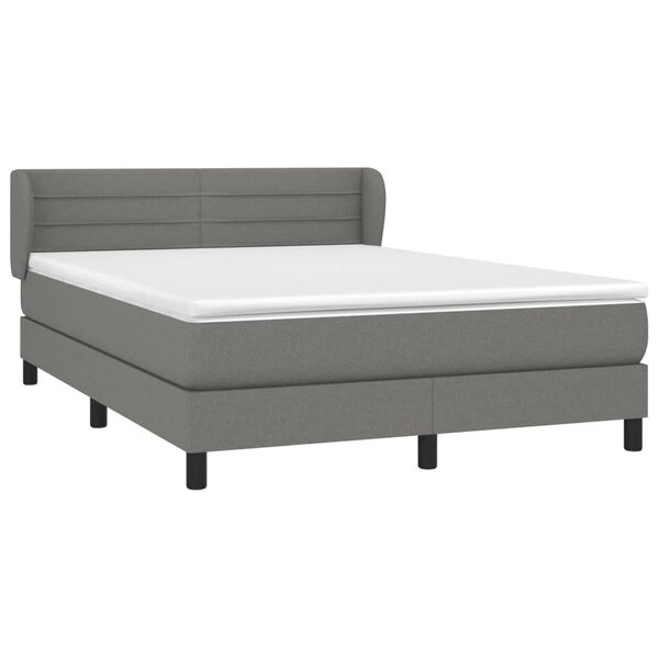 vidaXL Boxspring posteľ s matracom tmavosiv&aacute; 140x200 cm l&aacute;tka