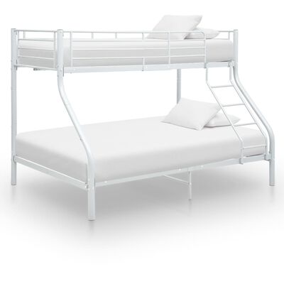 vidaXL Rám poschodovej postele biely kovový 140x200/90x200 cm
