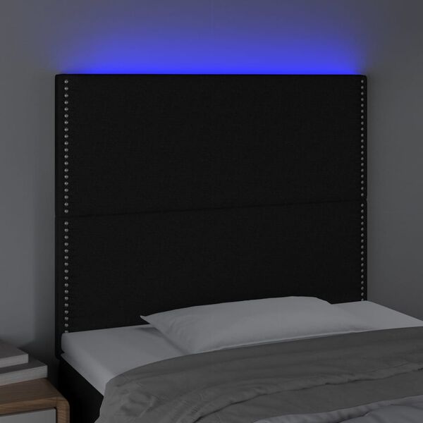 vidaXL Čelo postele s LED čierne 80x5x118/128 cm látka