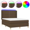 vidaXL Posteľ boxsping s matracom a LED tmavohned&aacute; 140x190 cm l&aacute;tka