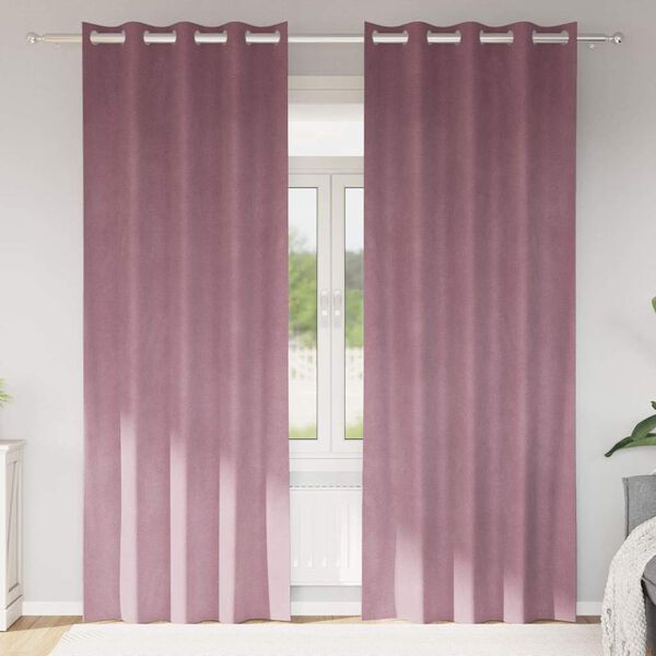 vidaXL Zatemňovacie závesy 2 pcs Tmavo ružová 140 x 225 cm Zamat