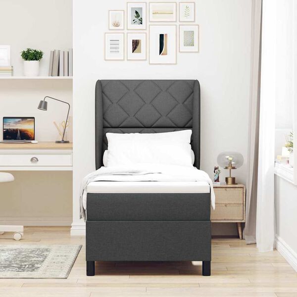 vidaXL Posteľ s pružinov&yacute;m r&aacute;mom Tmavo &scaron;ed&aacute; 80 x 200 cm l&aacute;tka