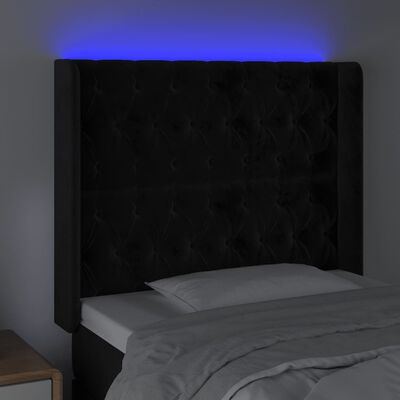 vidaXL Čelo postele s LED čierne 103x16x118/128 cm zamat