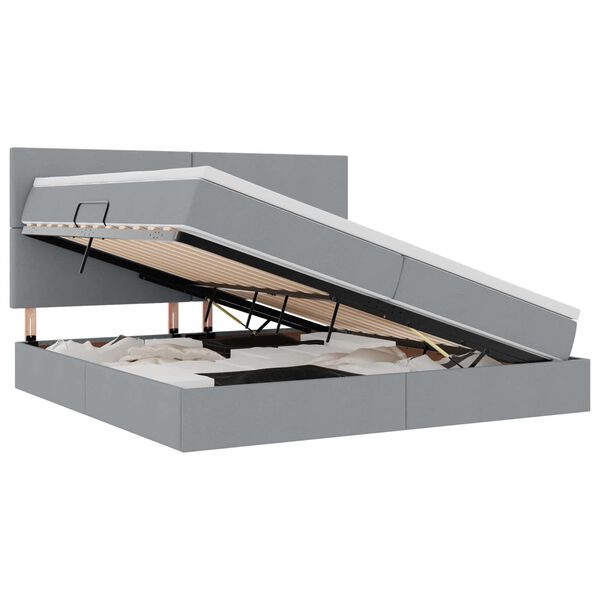 vidaXL Postel s &uacute;ložn&yacute;m prostorem a matrac&iacute; Svetlosiv&aacute; 200 x 200 cm