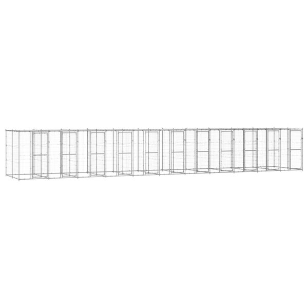 vidaXL Vonkaj&scaron;ia voli&eacute;ra pre psy so strechou pozinkovan&aacute; oceľ 26,62 m&sup2;