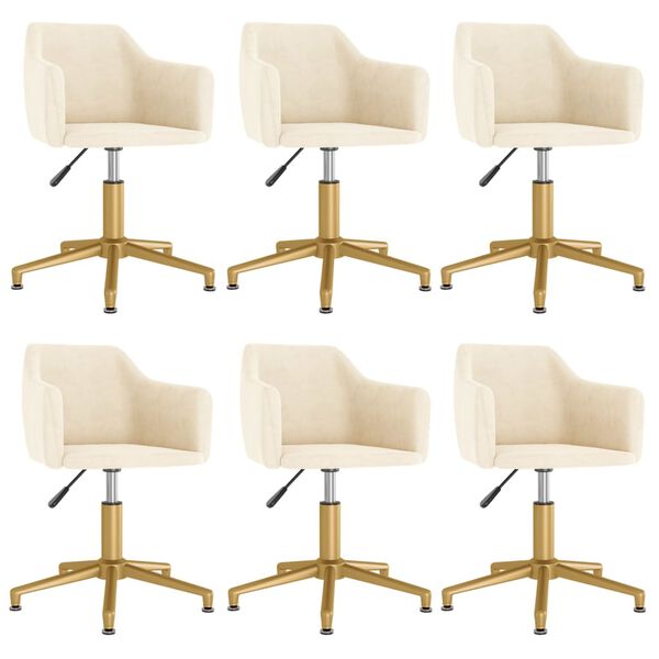 vidaXL Otočn&eacute; jed&aacute;lensk&eacute; stoličky 6 ks kr&eacute;mov&eacute; zamat