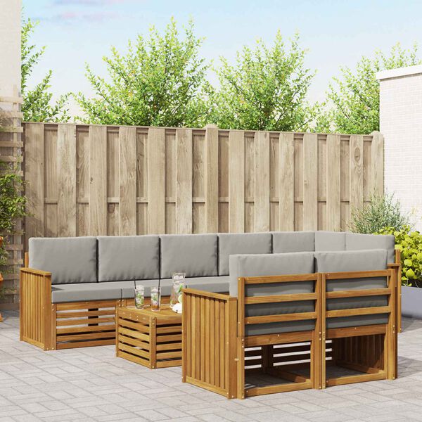 vidaXL S&uacute;pravy pohoviek s vank&uacute;&scaron;om 9 pcs Pr&iacute;rodn&aacute; a svetlosiv&aacute;