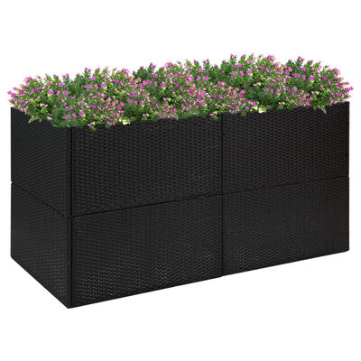 vidaXL Záhradný kvetináč čierny 157x80x80 cm polyratanový
