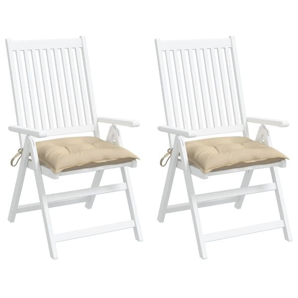 vidaXL Podložky na stoličku 2 ks, b&eacute;žov&eacute; 40x40x7 cm, oxfordsk&aacute; l&aacute;tka