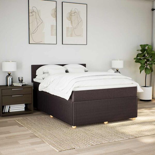 vidaXL Boxspring posteľ s matracom tmavohned&aacute; 140x190 cm l&aacute;tka