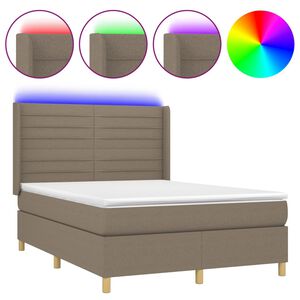 vidaXL Posteľ boxsping s matracom a LED sivohned&aacute; 140x200 cm l&aacute;tka
