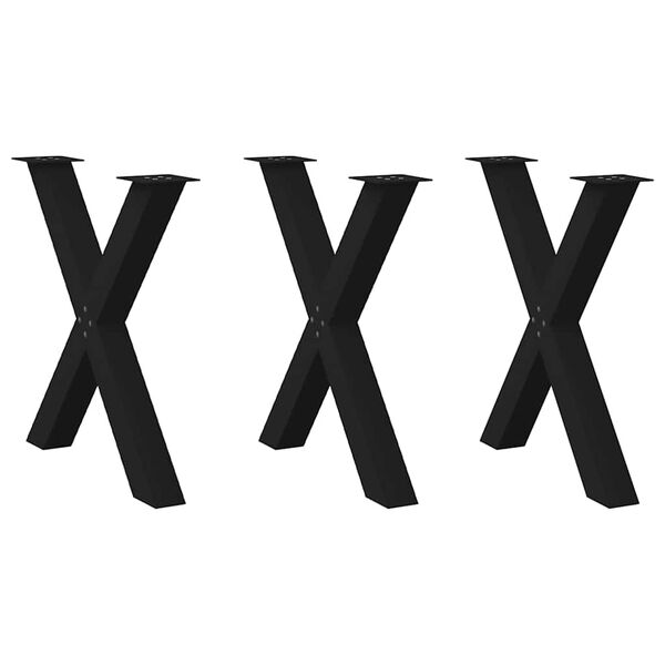 vidaXL Nohy k jedálenskému stolu v tvare X, 3 ks, čierne, 80 x (72-73) cm, oceľové