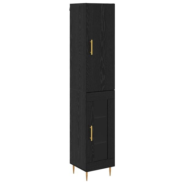 vidaXL Highboard 2 pcs Čierny dub Kompozitn&eacute; drevo