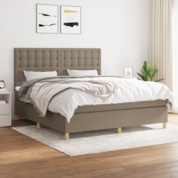vidaXL Posteľn&yacute; r&aacute;m boxspring s matracom sivohned 160x200 cm l&aacute;tka