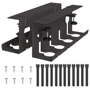 vidaXL &Uacute;ložn&yacute; box na k&aacute;ble pod st&ocirc;l 2 ks Čierna 43 x 10 x 15 cm Oceľ