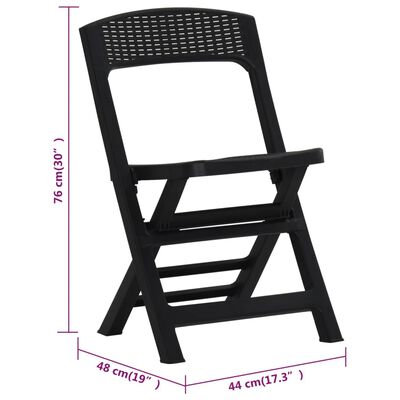 vidaXL Skladacie záhradné stoličky 4 ks PP antracitové