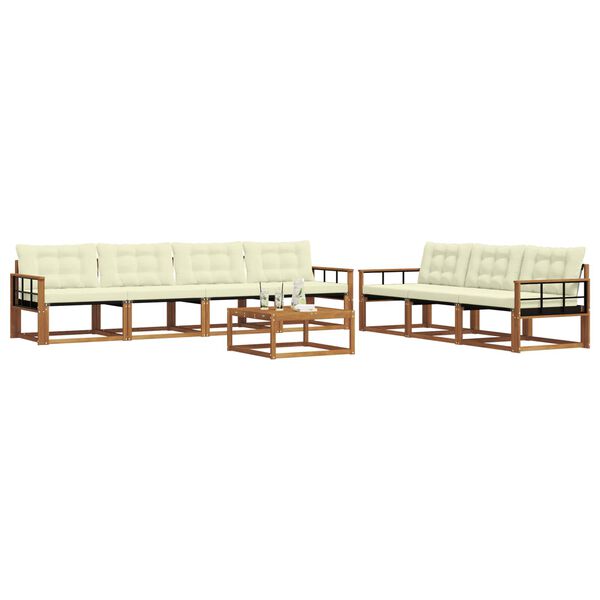 vidaXL Z&aacute;hradn&aacute; s&uacute;prava gaučov s vank&uacute;&scaron;om 8 pcs Pr&iacute;rodn&aacute; a kr&eacute;mov&aacute;