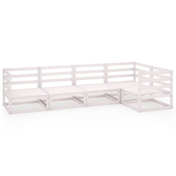 vidaXL 5-dielna z&aacute;hradn&aacute; sedacia s&uacute;prava biela mas&iacute;vne borovicov&eacute; drevo