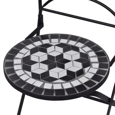 vidaXL 3-dielna mozaiková bistro súprava, keramika, čierno biela
