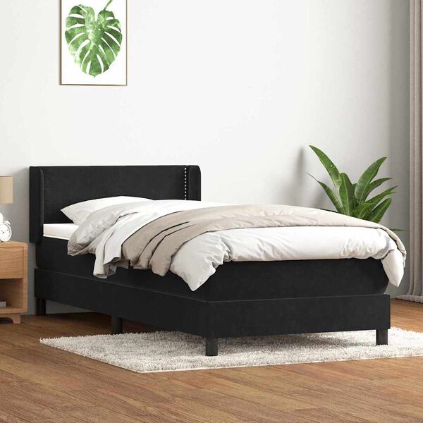 vidaXL Posteľný rám boxspring s matracom čierny 80x220 cm zamat