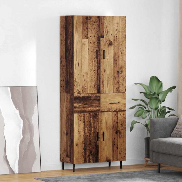 vidaXL Highboard 2 pcs Star&eacute; drevo Drevovl&aacute;knit&aacute; doska a sklo