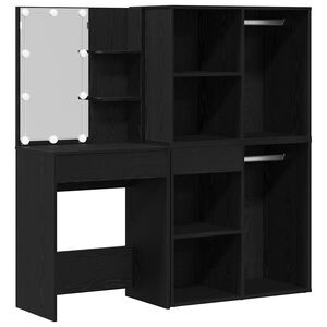 vidaXL S&uacute;prava LED toaletn&eacute;ho stol&iacute;ka Čierny dub 140 x 40 x 140 cm