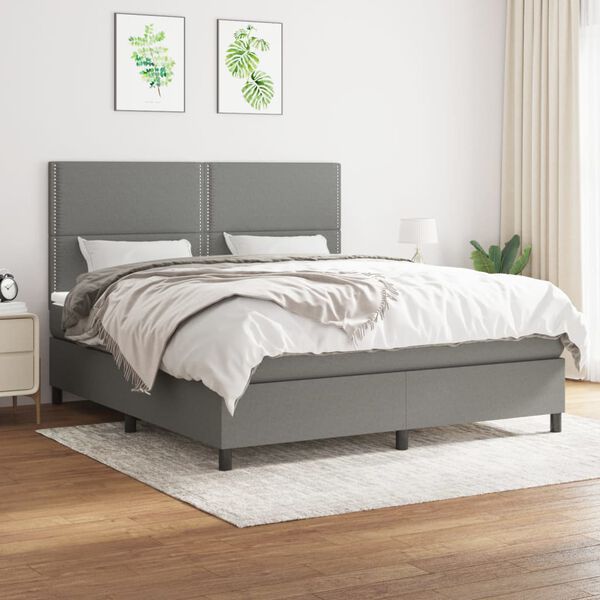 vidaXL Boxspring posteľ s matracom tmavosiv&aacute; 180x200 cm l&aacute;tka