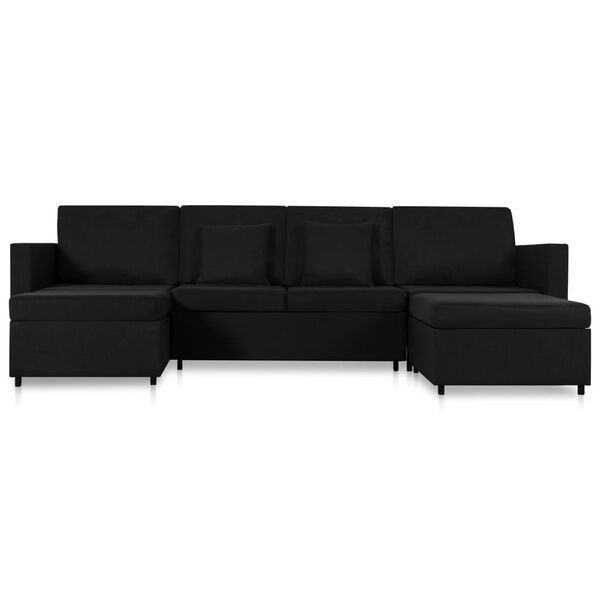 vidaXL 4-miestna rozkladacia pohovka, l&aacute;tka, čierna