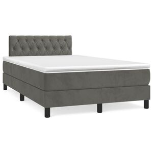 vidaXL Posteľn&yacute; r&aacute;m boxspring s matracom tmavosiv&yacute; 90x190 cm zamat