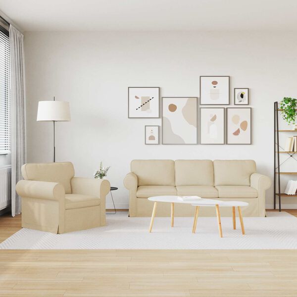 vidaXL Pohovka 2 pcs Kr&eacute;mov&aacute; 215 x 82 x 80 cm l&aacute;tka