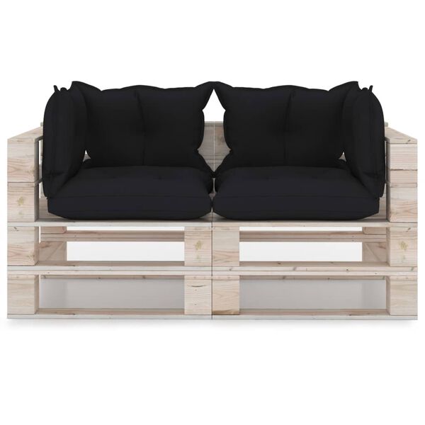 vidaXL 2-miestna z&aacute;hradn&aacute; pohovka z paliet s podložkami, borovica