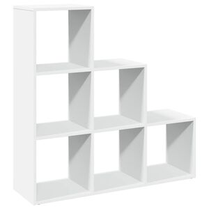 vidaXL Knižnica s deliacou stenou, 3-poschodov&aacute;, biela, 99x29x99 cm, z umel&eacute;ho dreva