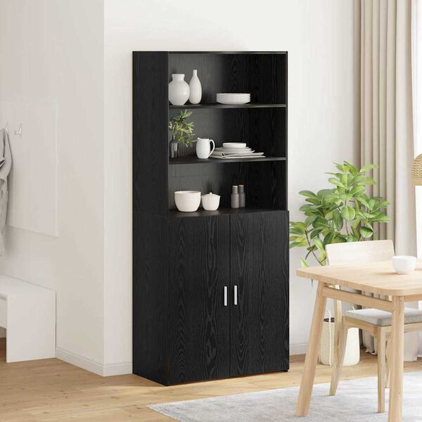 vidaXL Highboard Čierny dub 80 x 42,5 x 185 cm Kompozitn&eacute; drevo