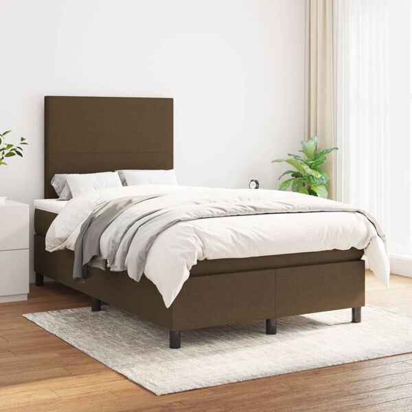 vidaXL Boxspring posteľ s matracom tmavohned&aacute; 120x200 cm l&aacute;tka