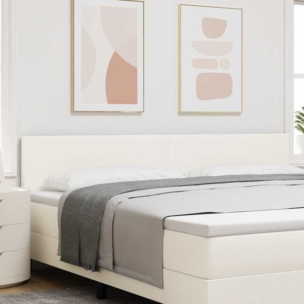 vidaXL LED hlavov&aacute; doska s čelnou doskou Kr&eacute;mov&aacute; 200 cm Polyester