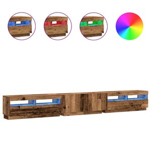 vidaXL TV skrinka s LED svetlami, star&eacute; drevo, 300x35x40 cm, umel&eacute; drevo