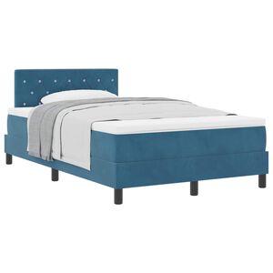 vidaXL Posteľ s pružinov&yacute;m r&aacute;mom Tmavomodr&aacute; 120 x 190 cm Zamat