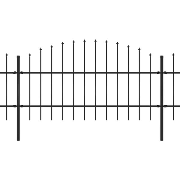 vidaXL Z&aacute;hradn&yacute; plot s vrchnou časťou z ocele 1781,5x100 cm čierny