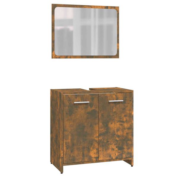 vidaXL Sada k&uacute;peľňov&eacute;ho n&aacute;bytku dymov&yacute; dub spracovan&eacute; drevo