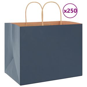 vidaXL Papierov&eacute; ta&scaron;ky 250 ks s r&uacute;čkami, modr&eacute;, 32x22x24 cm
