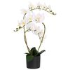 vidaXL Umel&aacute; orchidea s kvetin&aacute;čom Biela 45 x 15 x 65 cm