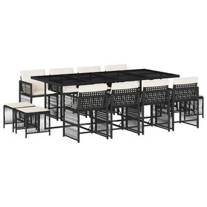 vidaXL 13-dielna z&aacute;hr. jed&aacute;lensk&aacute; s&uacute;prava s vank&uacute;&scaron;mi čierna polyratan