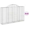 vidaXL Obl&uacute;kov&eacute; gabionov&eacute; ko&scaron;e 10 ks 200x30x120/140 cm pozink. železo